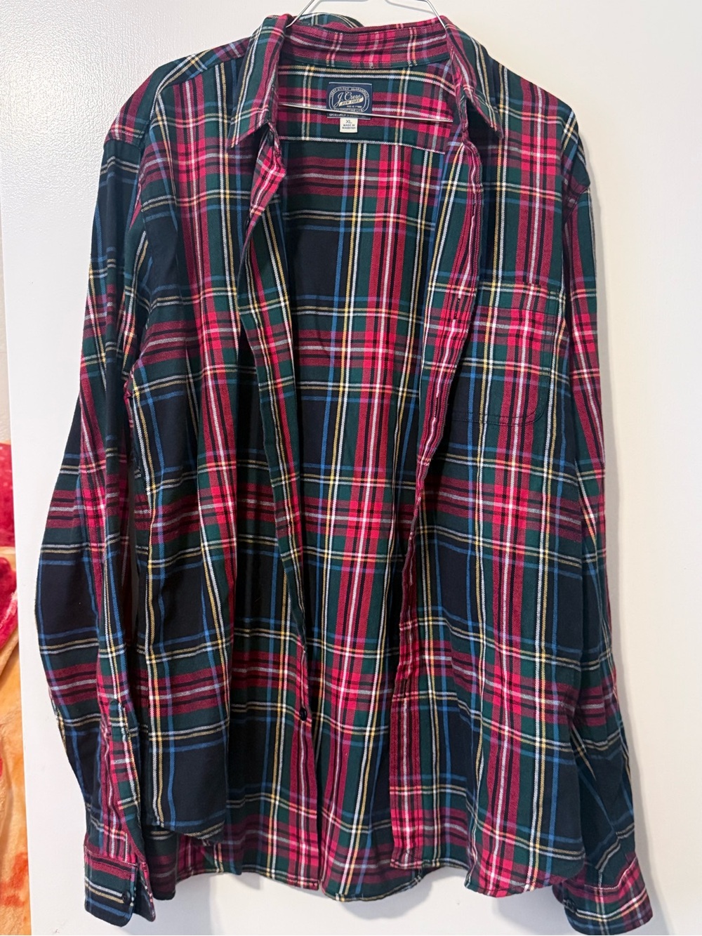 J. Crew Men's Plaid Button-Down Shirt - Navy & Magenta